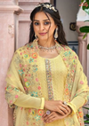 Full Embroidery Worked Georgette Designer Suit - Yellow