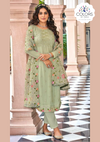 Full Embroidery Worked Georgette Designer Suit - Green