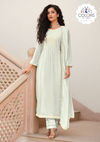 Beautiful Embroidery Worked Naira Cut Designer suit - Pastel Green