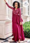 Embroidered Georgette Sharara Suit in Magenta