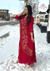 Raspberry Shaded Gorgeous Sequin Embroidered Two Piece Long Dress