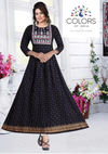 Ethnic Motif Printed A-Line Gown - Black