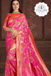 Pink shaded golden zari weaved Banarasi silk saree