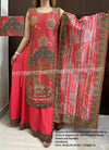 Imperial Red Chanderi Cotton Kundan Handprint Long Dress