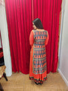 Double Layer Embroidered Long Dress - Coral red