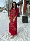 Raspberry Shaded Gorgeous Sequin Embroidered Two Piece Long Dress