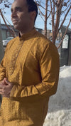 Golden Shaded Thread embroidered Art Silk Kurta Pajama Set