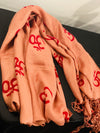 Latte shaded oum printed summer cotton scarf - Colors of India
