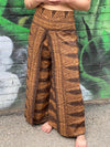 Brezzy Boho Style Summer Special Saddle Brown Printed Thai Pants