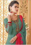 Fern green shade with embroidery worked Designer suit