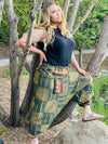 Breezy boho style summer special moss green printed Thai mantra/ gypsy pants - Colors of India