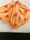 Sepia shaded oum printed cotton summer scarf - Colors of India