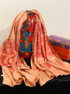 Biscotti shaded red mantra printed cotton summer scarf - Colors of India