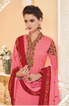 Coral pink shaded with embroidery worked Designer suit