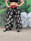 Floral Thai Palazoo Pants in Black and White
