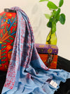 Carolina blue shaded mantra printed cotton summer scarf - Colors of India