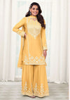 All Over Embroidered Sharara Suit - Lemon Yellow