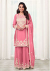 All Over Embroidered Sharara Suit - Pink